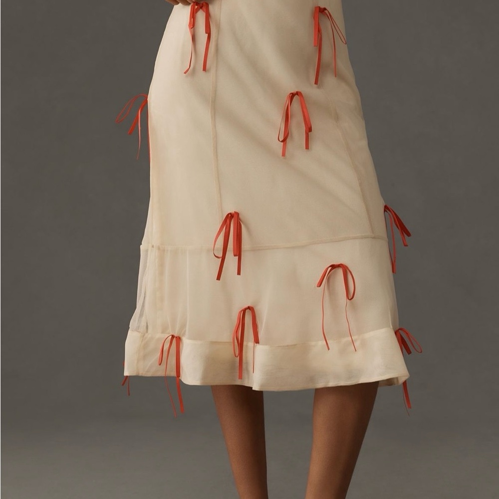 Anthropologie Maeve Ribbon Midi Skirt